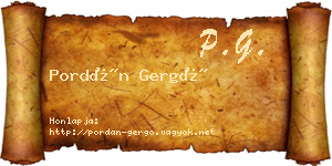 Pordán Gergő névjegykártya